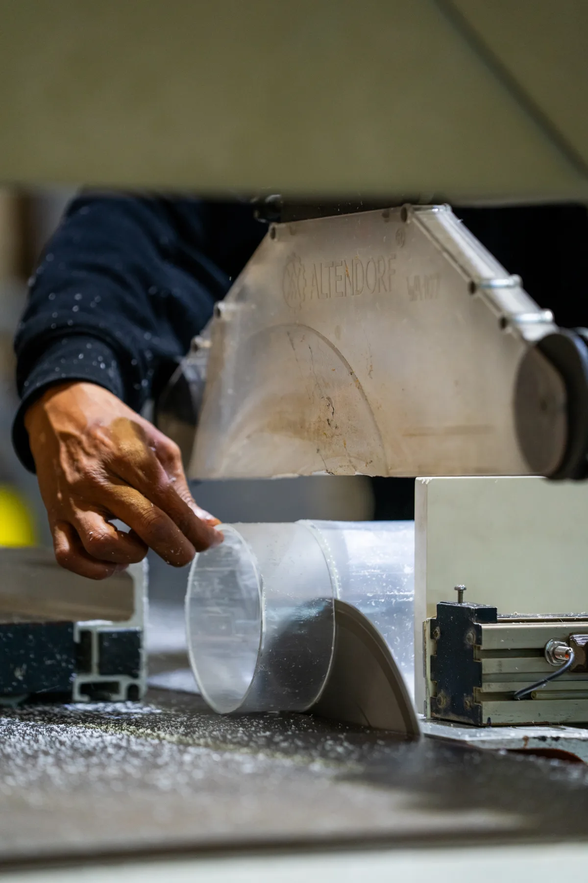 Saw Cutting at the Plastix workshop